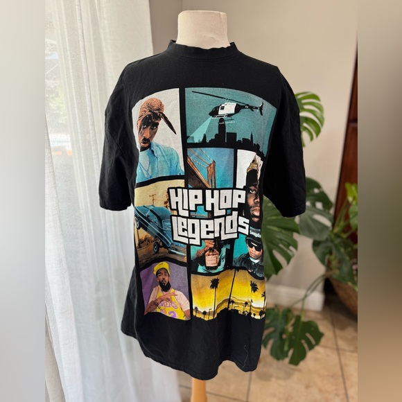 Pro Team 100% Cotton rap 2pac Hip Hop Legends Black Graphic T-Shirt - Picture 1 of 5